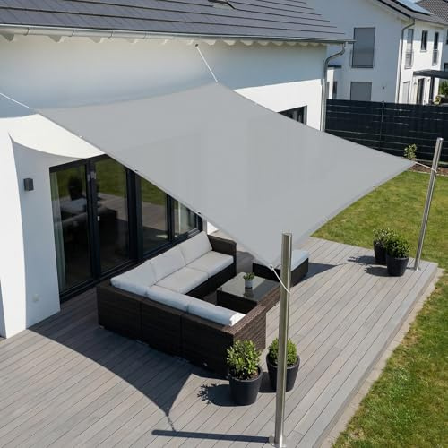 SUNNY GUARD Vela Ombreggiante Impermeabile 3x4m Rettangolare con Occhielli,Tenda a Vela Tenda da Sole per Esterno Protezione Raggi UV per Balcone Patio Giardino Esterno terrazza, Gris Chiaro