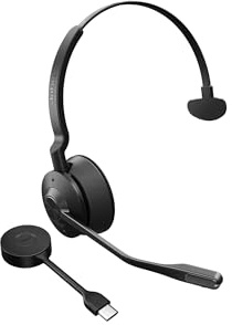 Jabra Engage 55 SE (Second Edition) Single-Ear Wireless Headset w/Link 400 USB-C Cable DECT Adapter – Noise-Cancelling Mic, Extensive Range – Works with All UC Platforms Like Google Meet & Zoom, Black