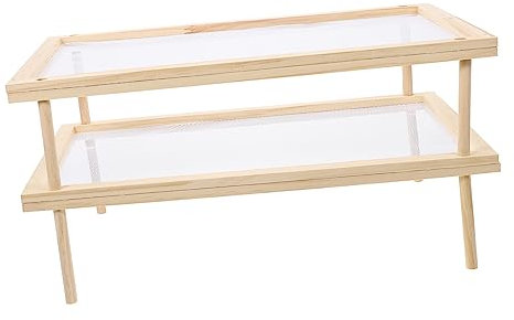 Nudeltrockner aus Holz, Ständer für hausgemachte frische Spaghetti- und Nudeltrockner, tragbares Abtropfgestell aus Holz für Lebensmittel und Gemüse, mit Netz-C-Abtropfgestell zum Trocknen von