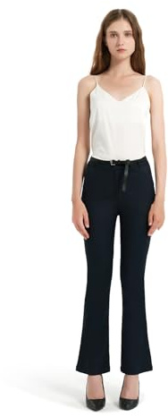 GLOWELFA Pantalones de vestir para mujer Pantalones de negocios casuales de corte recto y acampanado para el trabajo