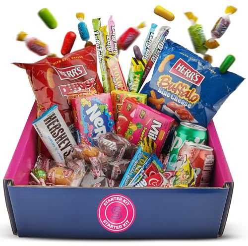 Needforsweet Scatola per caramelle americana, scatola per caramelle americane e snack, scatola a sorpresa come regalo, piena di gioia e dolci sorprese, Mystery American Candy Box
