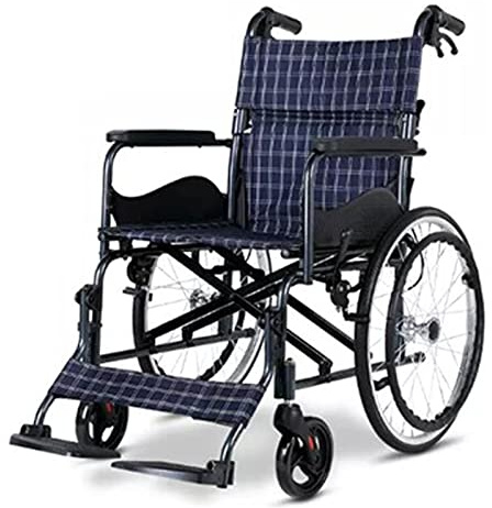 Ultraleicht Faltbar Leicht Rollstuhl, Transitrollstuhl mit klappbarer Rückenlehne,Bremse an den Griffen Faltrollstuhl für Behinderteund Senioren, FuBstütze, Armlehnen,Sitzfläche 46 cm 20inch