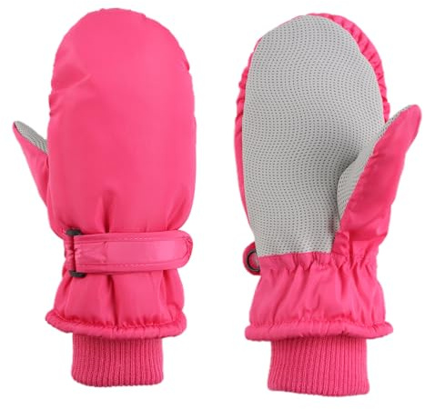 MniJiza Toddler Winter Gloves Kids Fleece Lined Snow Glove Baby Boys Girls Ski Mittens Outdoor (Solid RoseRed, 4-8T)