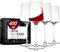 Gusto Nostro Juego de 4 copas de vino de cristal, tallo largo, para vino tinto y blanco, apto para lavavajillas, elegante, elegante, grande y alto, para bodas, Navidad, aniversarios
