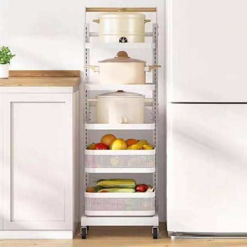 ErZhuiZi Saucepan Storage Shelf Over Microwave Shelf Unit Pan Lid Holder Cupboard Door Pot Rack Shelf,White-5 * 3boards*2baskets