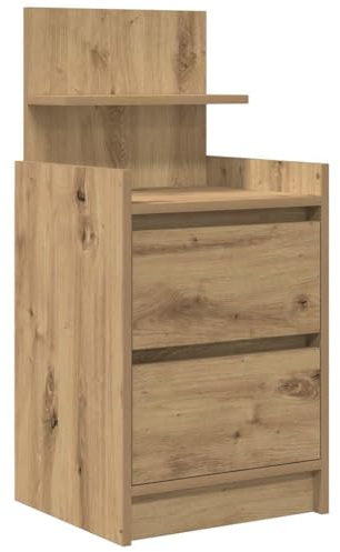 vidaXL Sängbord med 2 lådor hantverksmässig ek 38x34x80 cm