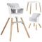 Olmitos – Trona bebé Convertible 2 en 1 Mesa con Silla para Niños KOMBO - Seguridad, Madera de Haya, Arnés de 5 Puntos, Plegable y Ajustable – 6+ meses hasta 15kg (Gris)