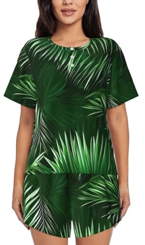 EdWal Imprimé feuilles vertes de palmier plantes tropicales, Noir , XXL
