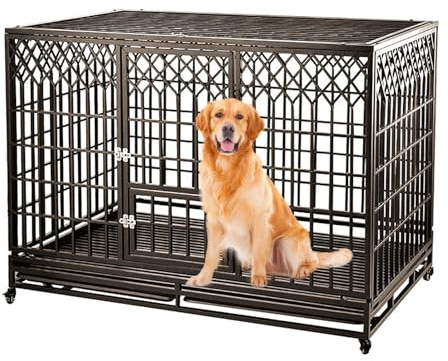 Robuster Hundekäfig mit herausnehmbarem Tablett, kaufeste Hundehütte für kleine mittelgroße Hunde, geräumiges Haus, Möbel-Design