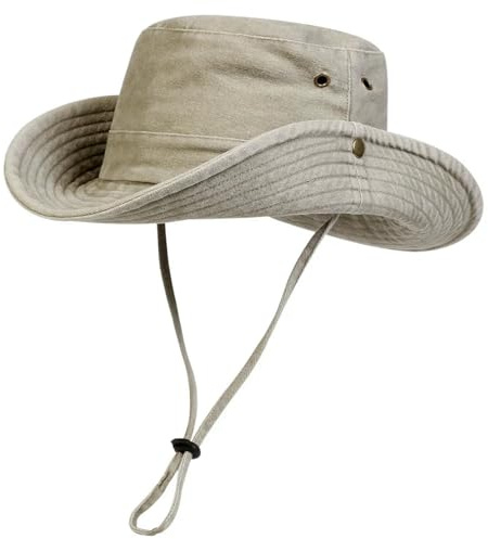 JGDSDMJG fiskarhatt herr med stort brätte, tvättad, för utomhusbruk, avslappnad hatt, herrsolhatt, Beige, 56-58