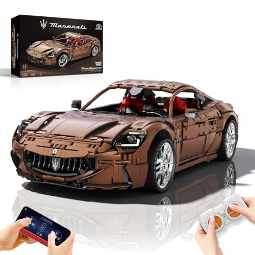 Reobrix 11009 Maserati RC Sportwagen klemmbausteine Set für Erwachsene | 1:8 Ferngesteuertes Modellauto, Großer Supersportwagen Modellbausatz, Offiziell Lizenzierter Maserati, Sammler (5480 Teile)