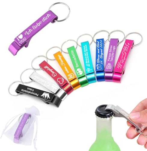 Benutzerdefinierter Flaschenöffner-Schlüsselanhänger, Charge Personalisierter Gravierter Text, Logo-Schlüsselanhänger, Bieröffner für Bar, Abschlussfeier, Weihnachtsfeier, Hochzeitsgeschenk (50)