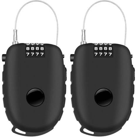 Yeecka Cadenas avec Câble Rétractable, 2 Pièces Cadenas Code 4 Chiffres, Cadenas Valise avec Câble de 130cm, Serrure de corde pour Valise Sac de Voyage Casier
