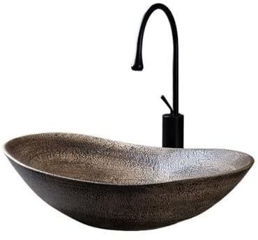 YHxFlux Lavandino Bagno Lavandino da appoggio in Ceramica retrò, for Esterni, Cortile, Bagno, casa Lavabo da Appoggio