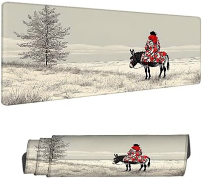 Mousepad Weiß Mauspad XXL 900 x 400 mm Verlängertes Groß Schreibtischauflage mit Rutschfester Gummibasis, mit Nähten an den Rändern Anti-Rutsch Gaming Mauspad Landschaft, Desk Deko Zubehör H-5870