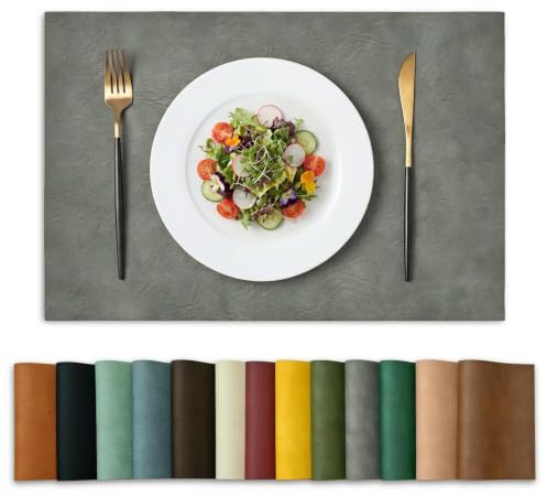 Artoid Mode Grau PU Faux Leather Platzsets 6er Set, 30x45cm Tischsets Schmutzabweisend Hitzebeständig Platzdeckchen Küche Deko