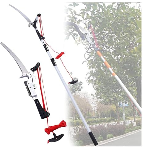 Pole Pruning Saw, Telescopic Tree Pruner, Heavy Duty Extendable Telescopic Garden Tree Pruner with Saw Blade Lopper Cutter(5m/16.4ft)