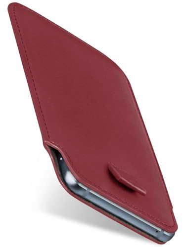 moex Slide Case für iPhone Air Handytasche zum Einstecken Ultra dünn, Einsteckhülle Holster Hülle PU Leder, Sleeve Etui Handyhülle mit 360 Grad Komplettschutz, Rot