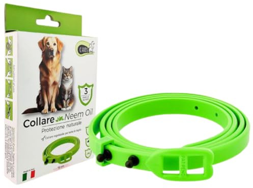 Set 2 PEZZI, Collare Anti Parassitario, Barriera Cane Gatto Olio di Neem, UNIVERSALE Regolabile Lunghezza MAX 72 Cm, Gradevole Odore, Resistente all'Acqua, Protezione 3 MESI LUNGA DURATA