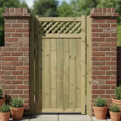 Urban Wooden Garden Gate, 6ft x 3ft Side Gate with Diamond Lattice Insert