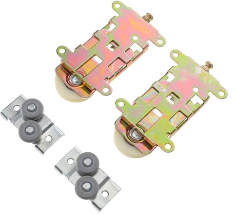 SHINEOFI Lot de 2 Sets de Roulettes pour Porte Coulissante de Placard Miroir, Poulie Concave Roulement à Billes, Quincaillerie Métallique Réglable en Hauteur, Accessoires Robustes