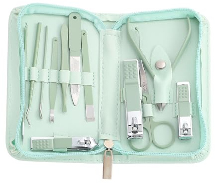 HOMOCONO Kit de Manicura y Pedicura Portátil y Estuche Tamaño Palma de Acero Inoxidable Cortaúñas sin Rebabas para Uso Diario y Viajes