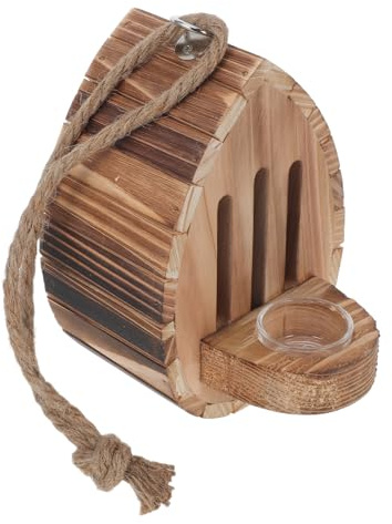 Casa de Mariposas con Comedero Colgante de Madera Beige para Jardín
