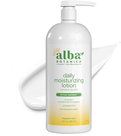 Alba Botanica Daily Moisturizing Lotion, Sensitive Skin, Fragrance Free, 32 Oz (Packaging May Vary)