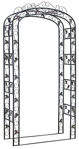 CLP Rosenbogen Metall, 120 cm breit, verziert, Eisen Pulver-beschichtet, handgefertigt, Höhe 240 cm, Tiefe 45 cm, Farbe:schwarz