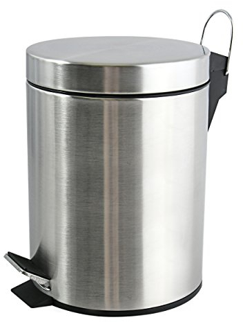 MSV - Cestino per cosmetici da bagno - Acciaio inossidabile con secchio interno rimovibile - Elegante cestino a pedale - Compatto e pratico - Argento - 5L