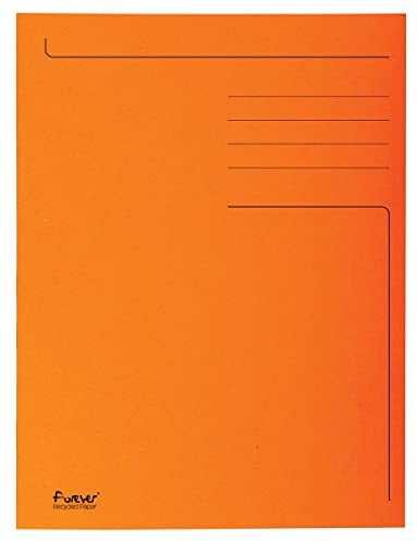 Exacompta 449009E 50er Pack Einschlagmappen Forever mit 3 Innenklappen aus Recyclingkarton für DIN A4 Orange Juris-Mappe Sammelmappe Dokumentenmappe Aufbewahrungsmappe