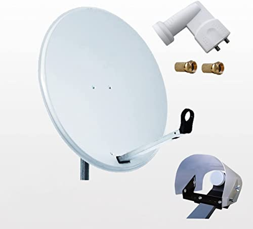 Kit HD-LINE Pro Parabole 60cm Acier Blanche + LNB Twin + Protection Anti-Pluie + 2 connecteurs
