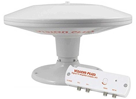 Vision Plus Status 350 Omni-Directional Digital TV, FM and DAB Antenna with VP3 Amplifier Latest Model Mobile Television Aerial Perfect for Caravans Boats Motorhomes etc (350-10m TV & Radio)