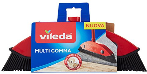 Vileda 159821 Balai Multi Caoutchouc, adaptée pour Poils d'animal et Cheveux, Rouge/Noir