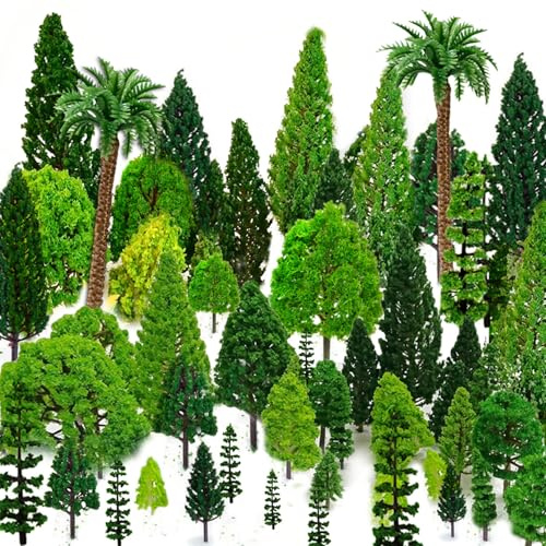 OrgMemory 36stück Modellbau Bäume, 4-16 cm, Diorama, Tabletop Gelände, Spur n mit No Stände, Die Bäume Stehen Nicht selbständig, Miniatur Deko, Kunstbaum