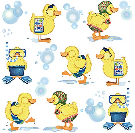 ufengke Wandtattoo Kleine Gelbe Enten Wandsticker Wandaufkleber Badezimmer für Kinderzimmer Kinder Baby