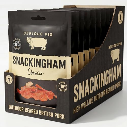 Serious Pig Snackingham Classic - Cured British Pork Snacks 12 Pack High Protein (12 x 35g)