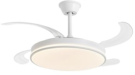 DUPI Ventilador de Techo con Luz LED COSMOS | Motor DC Silencioso | Función Verano e Invierno | 6 Velocidades | Programable | Aspas Retráctiles | Mando a Distancia | Blanco