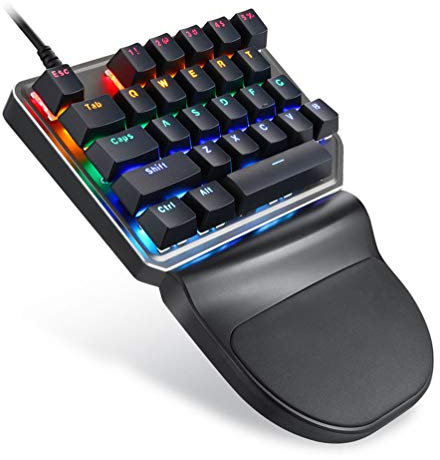 KUANDARMX Mechanical Gaming Keyboard, Rgb Wired Gaming Keyboard 29 Keys One-handed Blue Switch Led Backlit Mechanical Keyboard, Black
