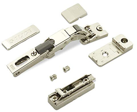 2 x Salice Universalscharnier für dünne Türen ab 8 mm Stärke 110° inkl. Linear-Montageplatte Höhe 6 mm mit Euroschrauben, Exzenterverstellung, Schrankscharnier mit 3-D Einstellung