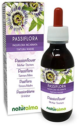 Passionsblume (Passiflora incarnata) Kraut mit Blüten Alkoholfreier Urtinktur Naturalma - Flüssig-Extrakt Tropfen 120 ml - Nahrungsergänzungsmittel - Veganer