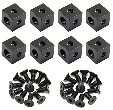 Befenybay Lot de 8 équerres d'angle noires (20 x 20 x 20 mm) pour profil d'extrusion en aluminium à fente de 6 mm Série 2020 (coin cube-8 pièces)