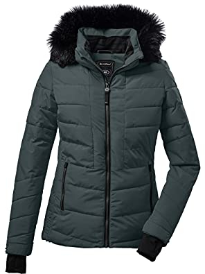 killtec Damen Steppjacke/Skijacke mit abzippbarer Kapuze und Schneefang - KSW 210 WMN SKI QLTD JCKT, dunkel blaugrün, 40, 37317-000