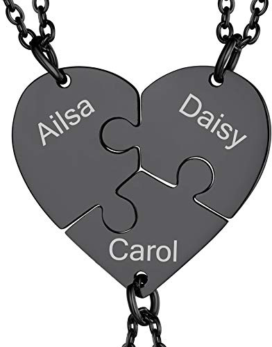 GoldChic JEWELRY Collana Donna Cuore Puzzle Collane Personalizzate, Ciondoli Di Amicizia Divisi In Acciaio Inossidabile Per Lui e Per Lei, Madre Figlie Gioielli Di Famiglia Regali Per Coppie