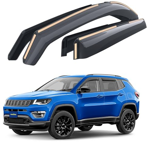 Goodyear Windabweiser für/kompatible mit Jeep Compass 16-26 - Kanal 4 St. | Regenabweiser Autofenster Regenschutz Jeep Compass II – bruchsicher Polycarbonat, kratzt nicht, wetterfest, frischluft