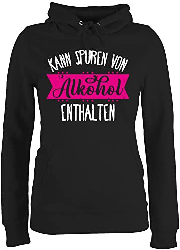 Pullover Damen Hoodie Frauen - Party & - Kann Spuren von Alkohol enthalten I Spruch Alkohol - M - Schwarz - sauf pulli alki pullis saufen hoodies trinken hoodies/pullis trinksprüche trinkspruch