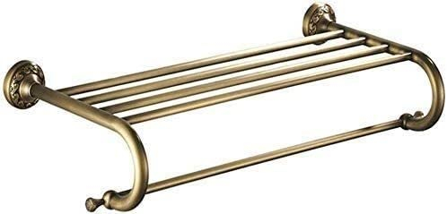 Hand Towel Holder,Towel Bar Rail, Towel Rack,Antique Brass Towel Rail with Double Towel Shelf for Bathroom, Shower Shelf Organizer,Black (Color : Black) (Color : Gold)