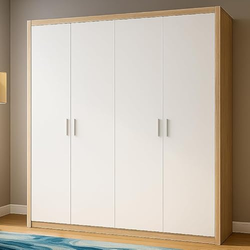 Homely | Armario de Puertas batientes Coimbra 196 | Acabado Laminado sintético Color Cámbrian y Puertas Blanco | Medidas 196x49. Altura 208 cm. | Diseño Funcional
