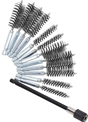 Juego de Cepillos de Perforación de 13 Piezas Cepillo de Perforación de Alambre Trenzado Cepillos de Limpieza de Taladro para Taladro Eléctrico Controlador de Impacto con Vástago (Alambre de acero