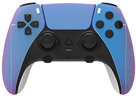 playvital 2 Set Skin Sticker for ps5 Edge Controller, Custom Vinyl Decal Wrap Cover for ps5 Edge Wireless Controller - Chrome Purple Blue